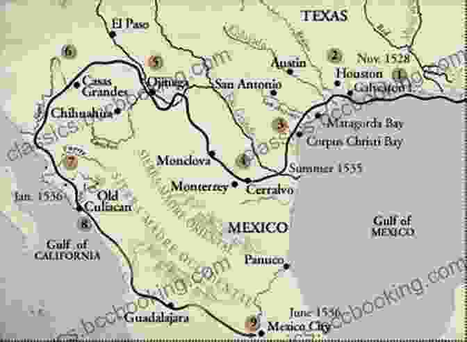 An Image Of Cabeza De Vaca's Expedition And A Map Of His Travels Conquistador In Chains: Cabeza De Vaca And The Indians Of The Americas